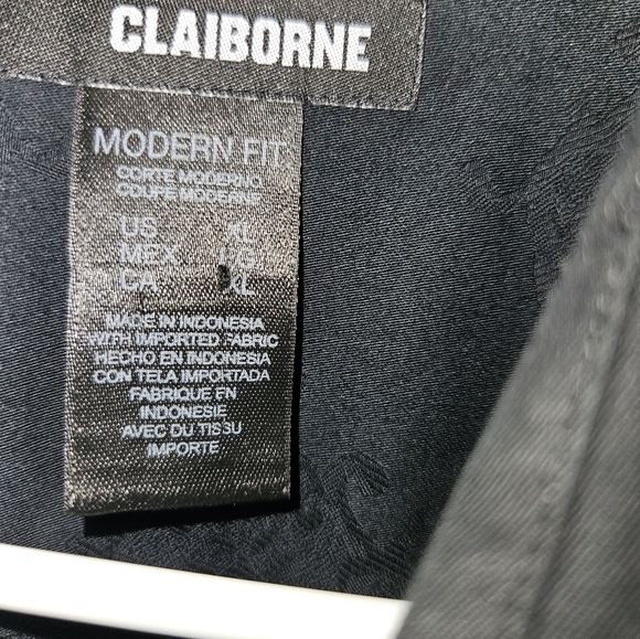 Claiborne Mens Black Modern Fit Dress Shirt Size Xl - Picture 11 of 13